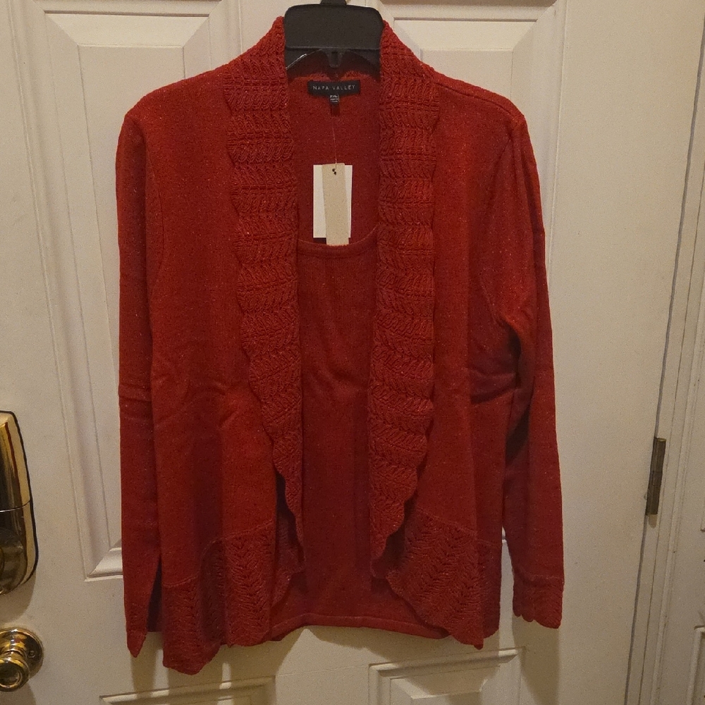 NAPA VALLEY Women's Red Open Front Cardigan